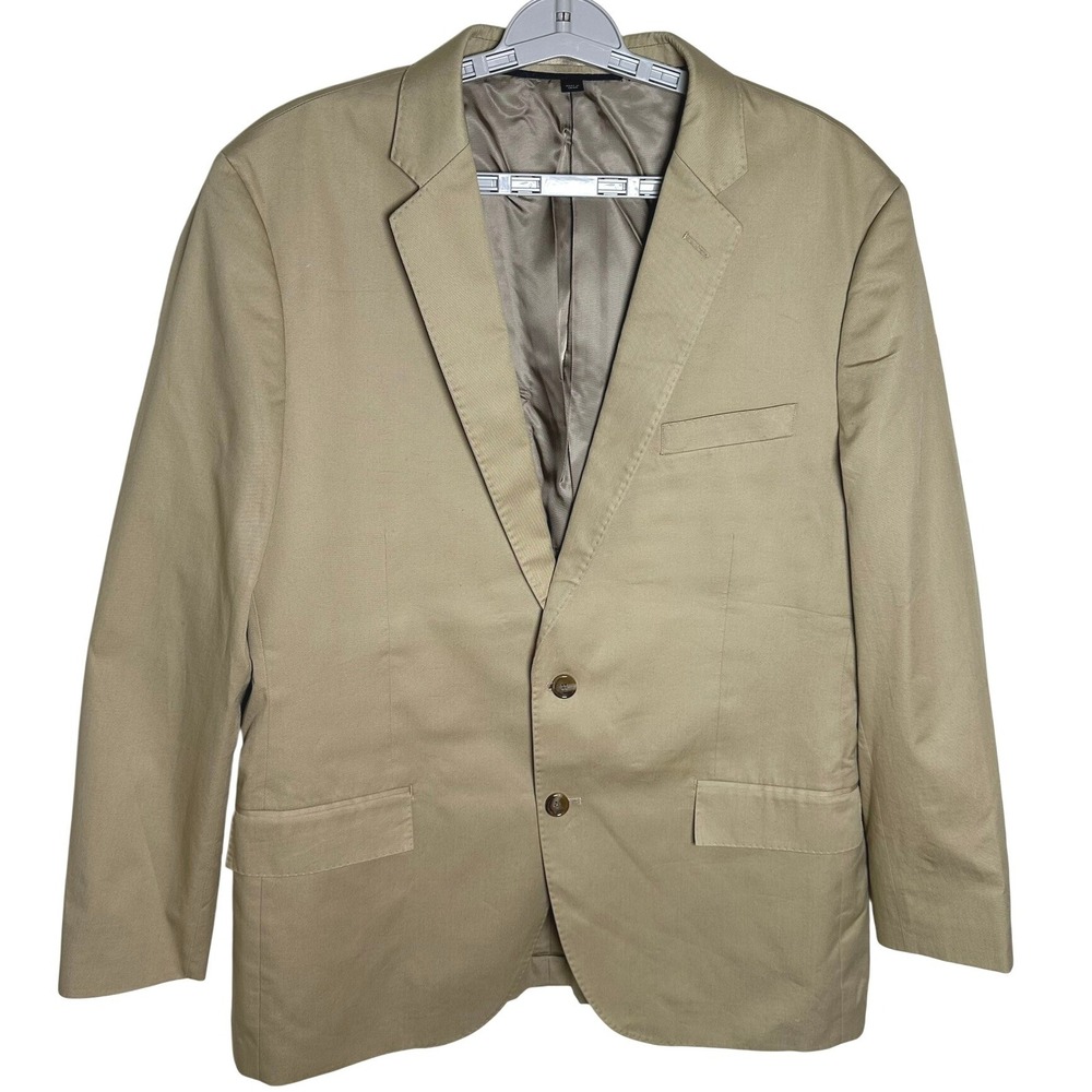 J.Crew Blazer Mens 44R Tan Ludlow Larusmiani Cotton Two Button Sport Coat